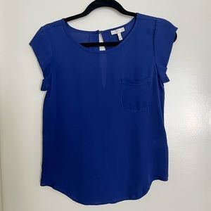 Joie Silk Short Sleeve Blouse Bright Blue Cobalt XS - Only Worn Once!